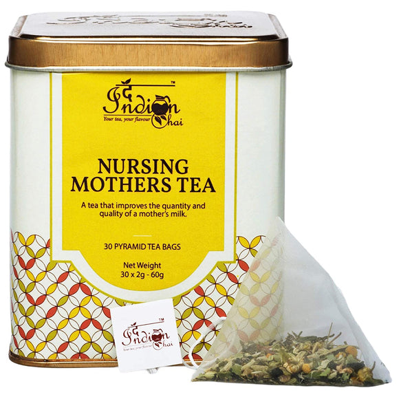 The Indian Chai – Nursing Mothers Tea 30 Pyramid Tea Bags - Caffeine Free Herbal Tea for Healthy Lactation - with Fenugreek, Milk Thistle, Shatavari & More for Breastfeeding!
