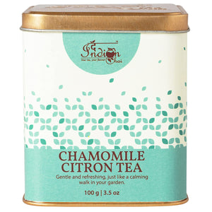 The Indian Chai - Chamomile Citron Tea 100g with Hibiscus, Gulab Patti, Peppermint, Lemongrass etc for Good Night Sleep, Helps Reduce Stress & Anxiety, Stomach Pain, Herbal Tea
