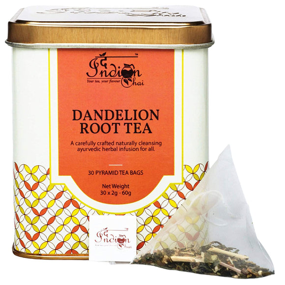 The Indian Chai – Dandelion Root Tea 30 Pyramid Tea Bags for Detox, Cleansing Liver, Supports Kidney Function and Digestive Health, Powerhouse of Antioxidants