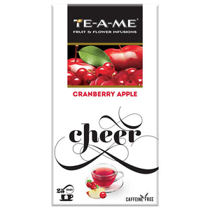 TE-A-ME Cranberry Apple Infusion Tea, 25 Tea Bags | 100% Caffeine Free | Fruit Infusion Tea
