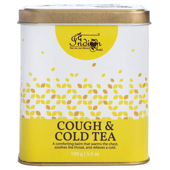 The Indian Chai - Cough & Cold Tea 100g with Tulsi, Echinacea, Peppermint, Honey etc for Nasal Congestion, Sore Throat, Sinus and Runny Nose, Caffeine Free Herbal Tea