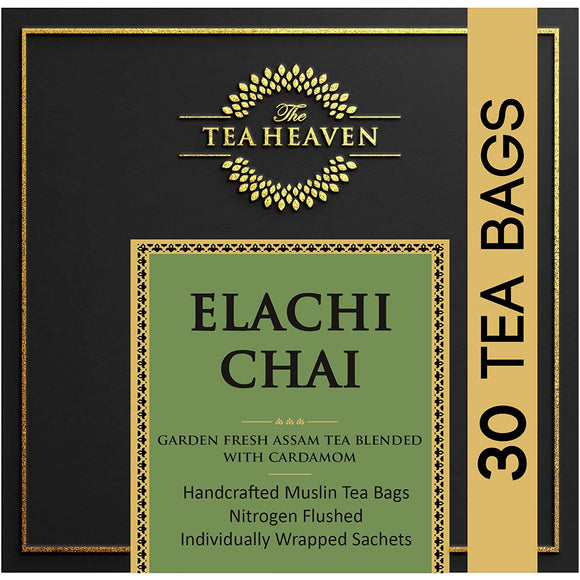 The Tea Heaven | Diwali Gift - Elachi/Cardamom Chai-Treats Cold and Cough- 100 % Natural Ingredients- 30 Tea Bags