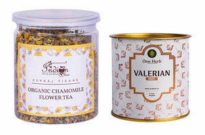 The Indian Chai - Healthy Sleep Tea Combo with Organic Chamomile Tea 50g and Valerian Root 50g, for Good Sleep, Stress and Anxiety