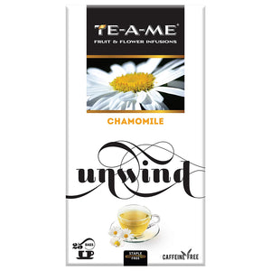 TE-A-ME Unwind Pure Chamomile | Herbal Infusion Tea | Pure Egyptian Chamomile Flowers | Subtle & Flowery | Light & Gentle Taste | Stress-Relief | 100 % Caffeine Free So Good Sleep, 25 Herbal Tea Bags
