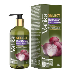 DABUR Vatika Select Red Onion Black Seed Oil Shampoo|Hairfall Control|No Parabens, Sulphate & Silicones, 300 ml