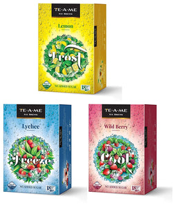 TE-A-ME Ice Brews ColdBrew Ice Infusion,Wild Berry,18 Pyramid Infusion Bags-Ice Brews Cold Brew Ice Tea, Lemon, 18 Pyramid Tea Bags - Ice Brews Cold Brew Ice Infusion, Lychee, 18 Pyramid Infusion Bags