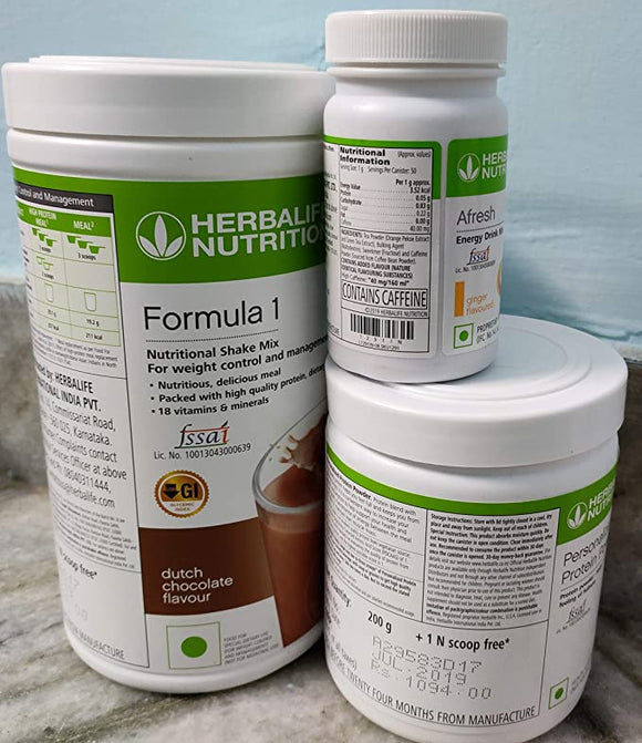 Herbalife Nutrition Weight Loss Package Formula1, Chocolate and Personalized Protein Powder (PPP) with Afresh-Ginger