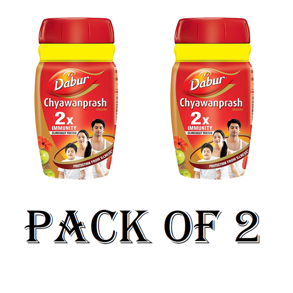 DABUR CHYAWANPRASH: 2X IMMUNITY, HELPS BUILD STRENGTH AND STAMINA (Pack of 2) 250 GM EACH
