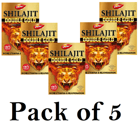 Dabur Shilajit Double Gold (Pack of 5) 10caps Each