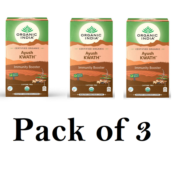 Organic India Ayush Kwath Tea Bag (Pack of 3) 25 Sachet Each