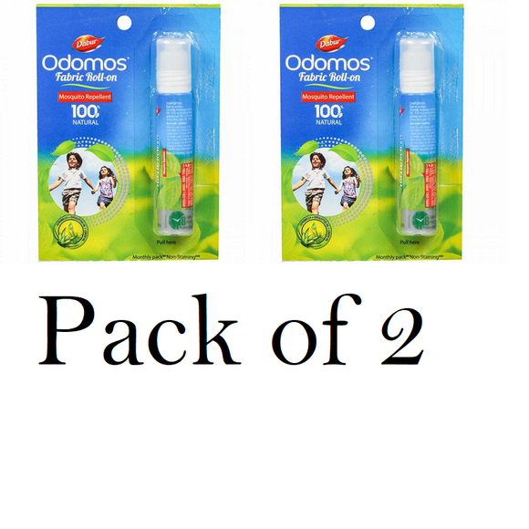 Dabur Odomos Fabric Roll-On Mosquito Repellent (Pack of 2) 8ml Each