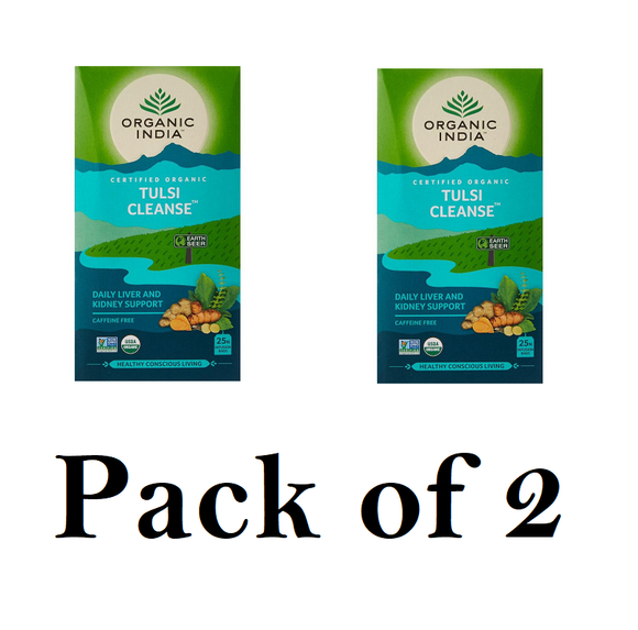 Organic India Tulsi Cleanse Tea (Pack of 2) 25 Dip Each