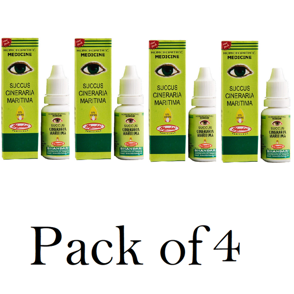 Bhandari Cineraria Maritima Succus Eye Drops (Pack of 4) 10ml Each