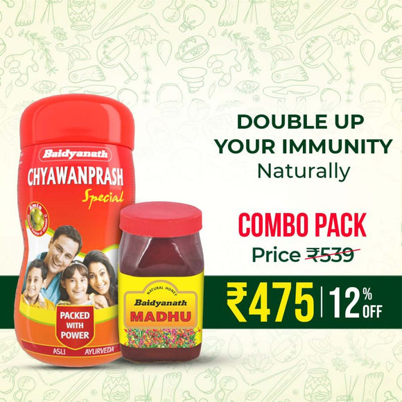 Baidyanath Immunity Power Combo - Power Up Your Immunity | Chyawanprash Special - 1kg, Madhu 500gm
