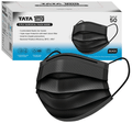 Tata 1mg 3 Ply Surgical Mask with Meltblown Filter and Nose Pin 50 Mask Black